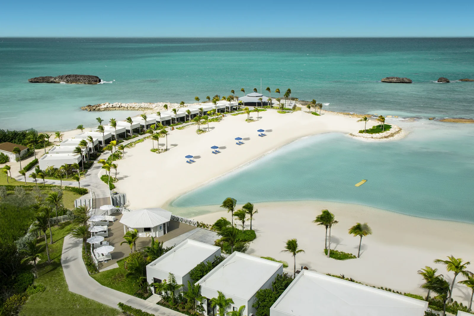Turquoise water and island shoreline at Great Stirrup Cay